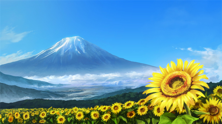 富士山下菊花盛开等10张4K动漫超高清壁纸图片 免费下载