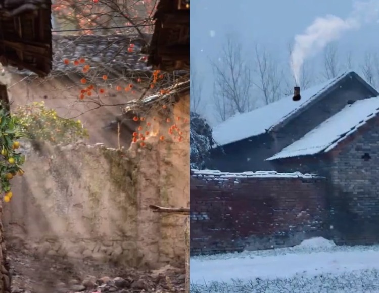 【226款】东北乡村农村冬天雪景下雪怀旧视频素材  第1张